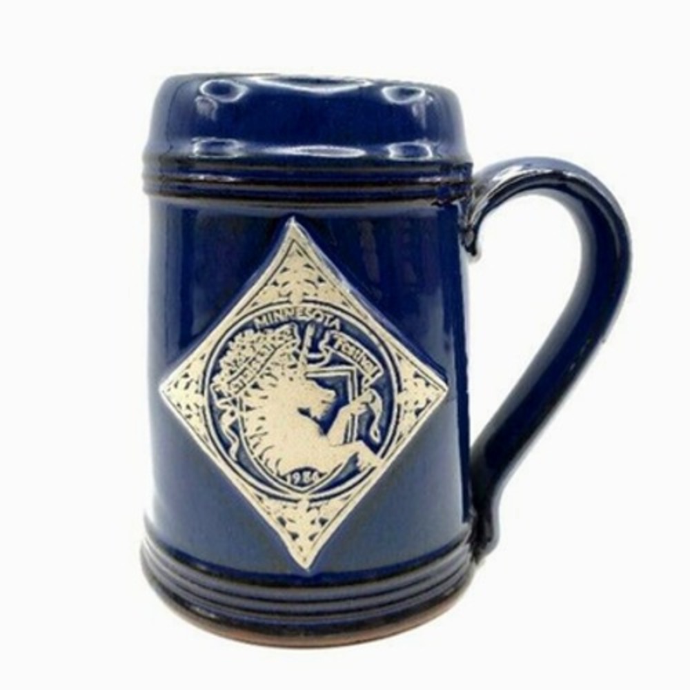 1986 Annual Minnesota Renaissance Mug Art Pottery Stein Deneen Handmade Blue Cup